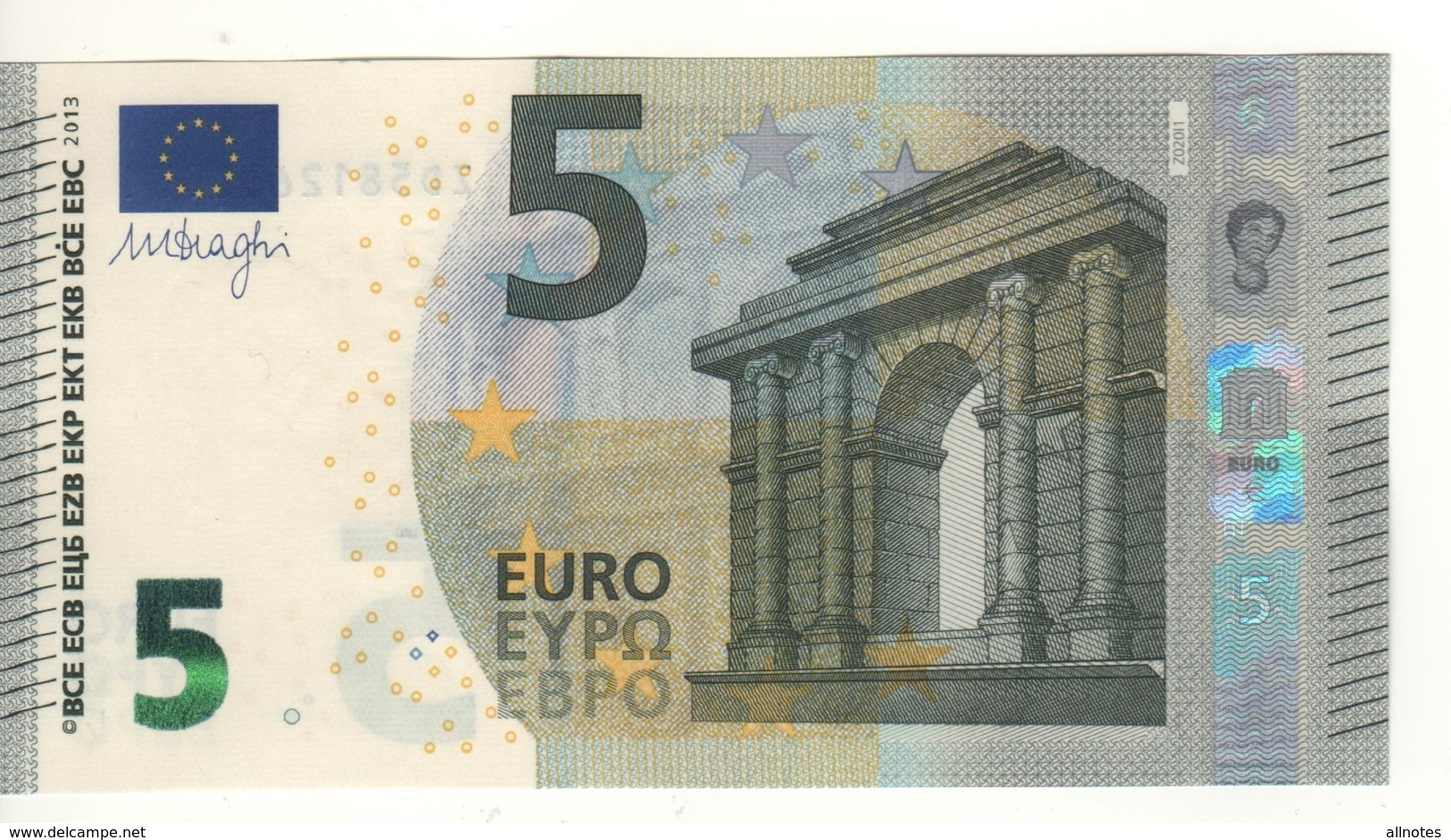 5 EURO  "Belgio"   DRAGHI    Z 020 I1     ZD5812650931   /  FDS - UNC - 5 Euro