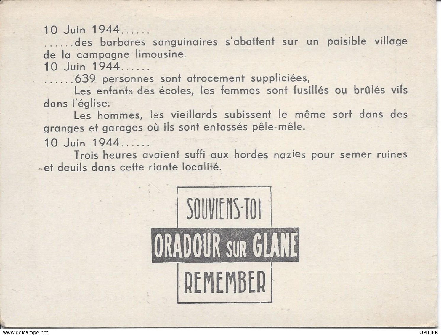 ORADOUR SUR GLANE Octobre 1945 PREMIER JOUR SUR CARTE DOUBLE - Cachets Provisoires