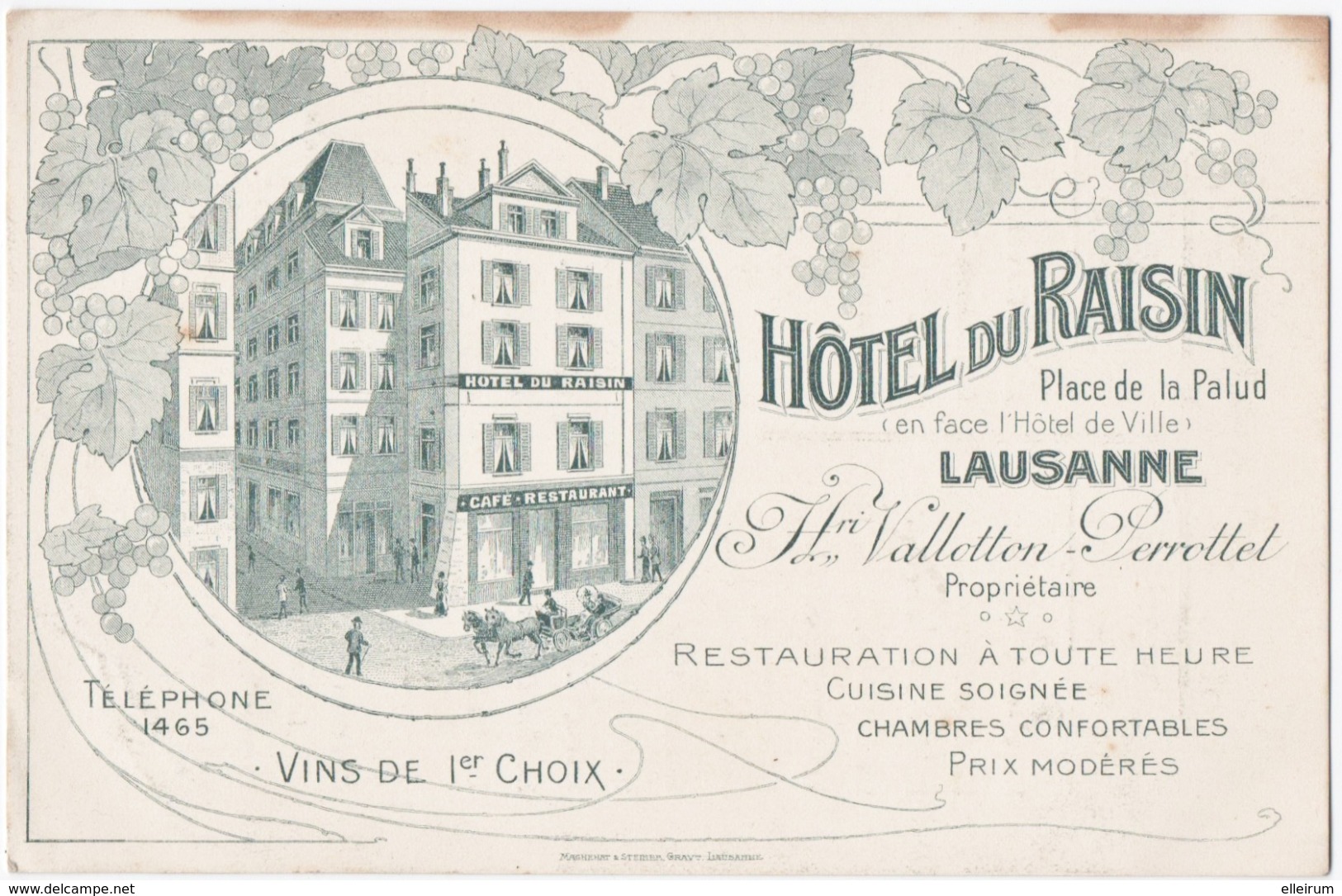 SUISSE. LAUSANNE. HOTEL Du RAISIN. PLACE De La PALUD. - Lausanne