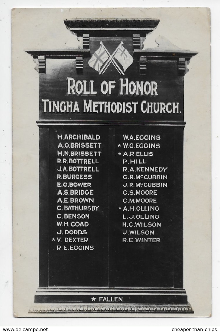 Tingha - Roll Of Honor - Read Back (it's Difficult!) For Details Of The Living Dead, - Other & Unclassified