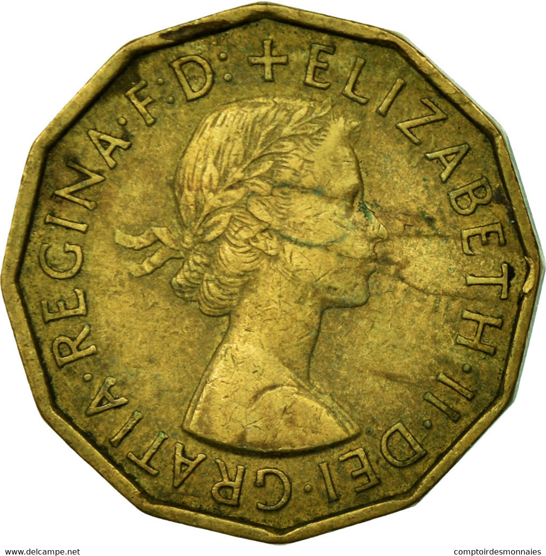 Monnaie, Grande-Bretagne, Elizabeth II, 3 Pence, 1959, TTB, Nickel-brass, KM:900 - F. 3 Pence