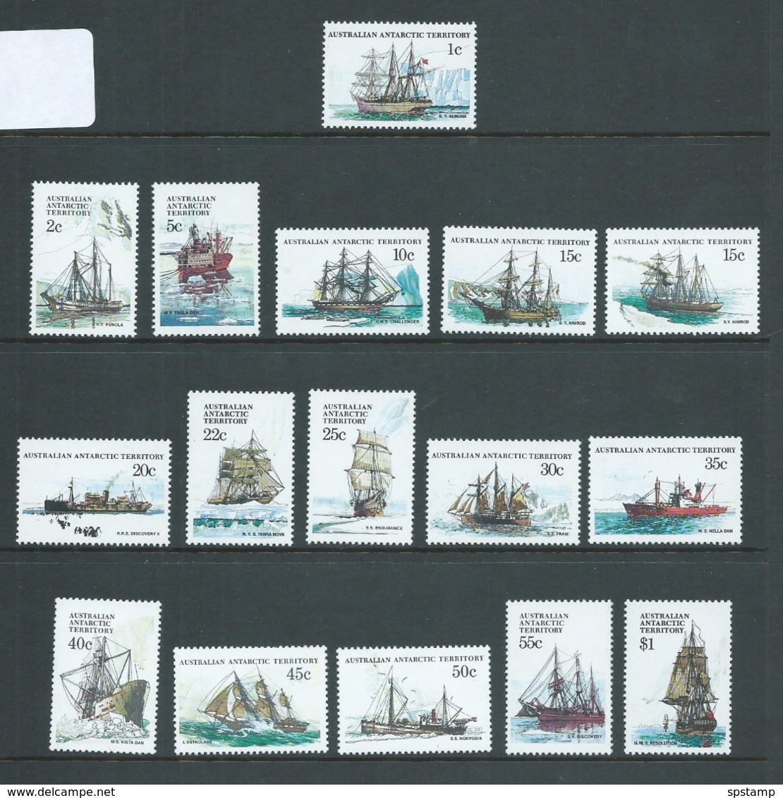 Australian Antarctic Territory AAT 1979 - 1981 Ship Definitives Set 16 MNH - Unused Stamps