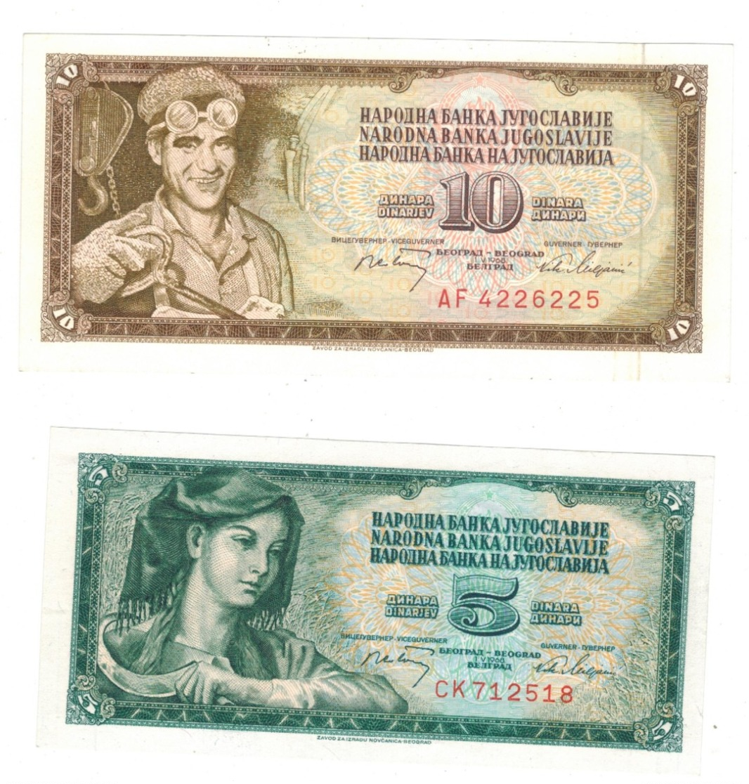 Yugoslavia , 5 & 10 Dinara, 1968. UNC. - Jugoslawien