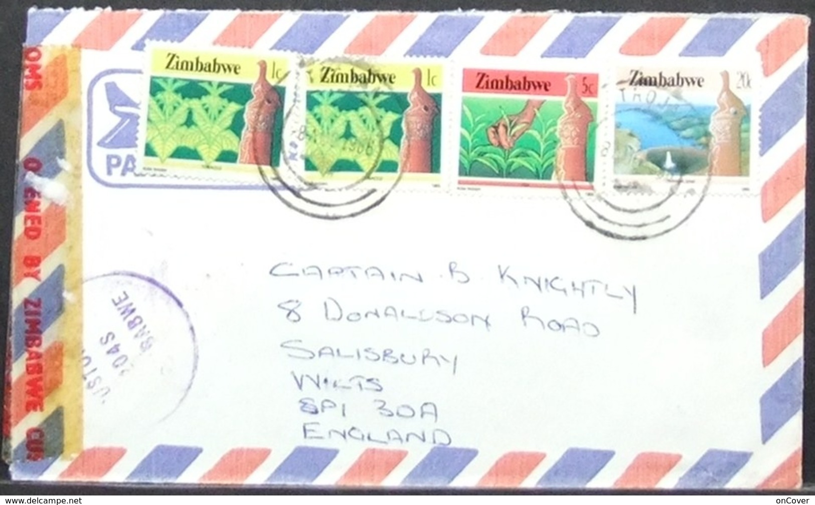 Zimbabwe - Cover 1986 Tea & Tobacco Leaf Dam Opened By Customs Trojan - Tobacco