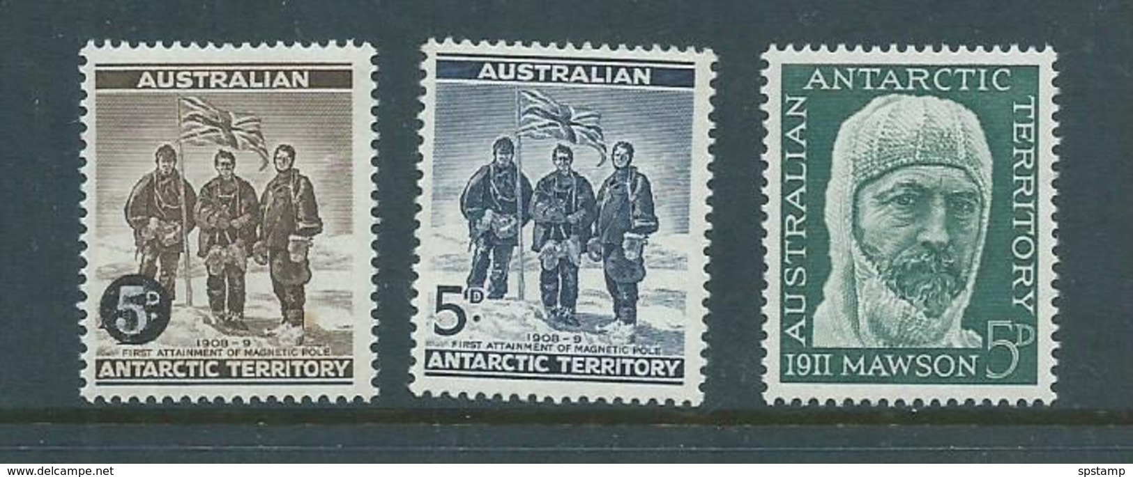 Australian Antarctic Territory AAT 1959 - 1961 The Three 5d Values MNH - Unused Stamps