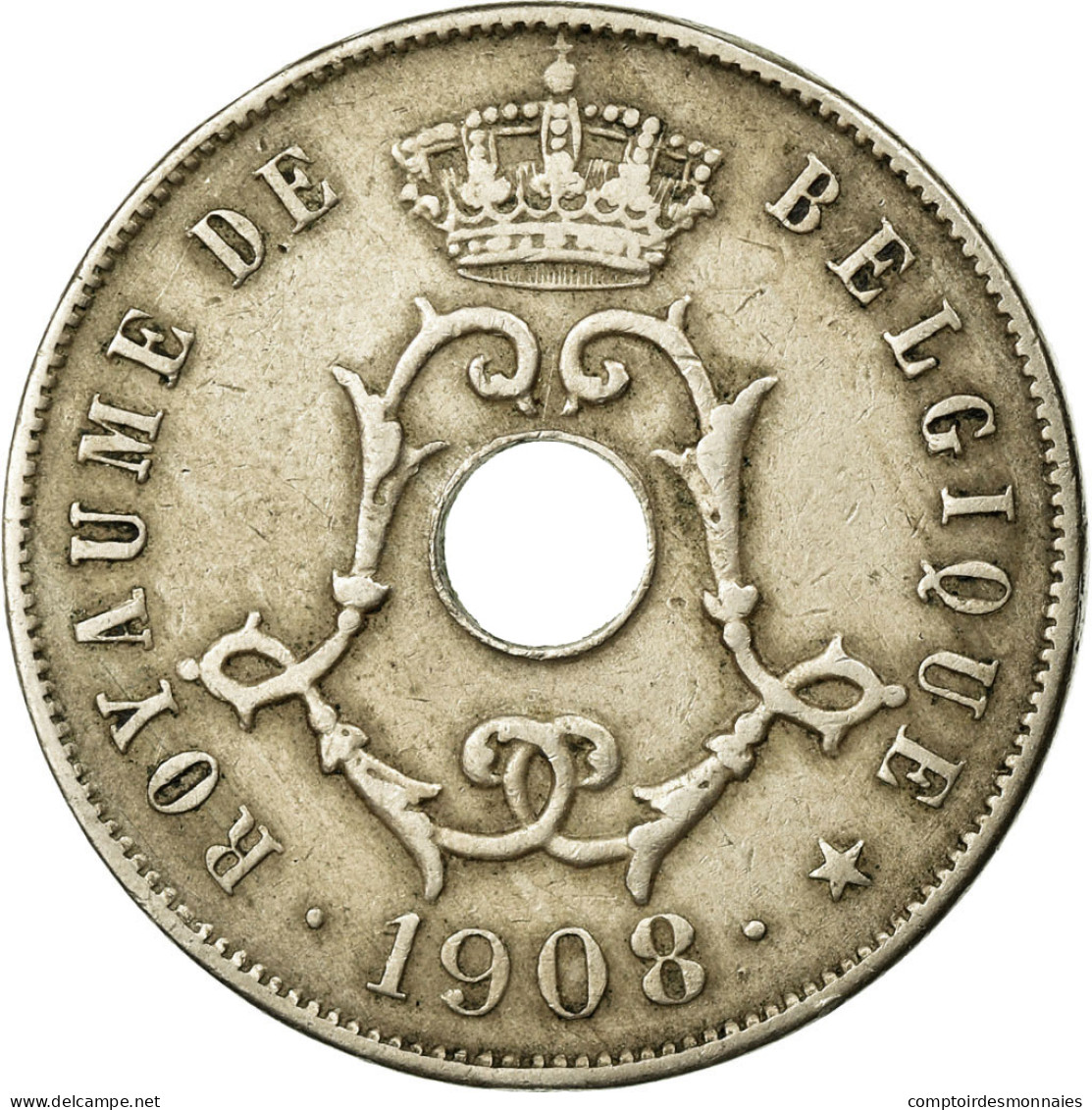 Monnaie, Belgique, 25 Centimes, 1908, TTB, Copper-nickel, KM:62 - 25 Centimes