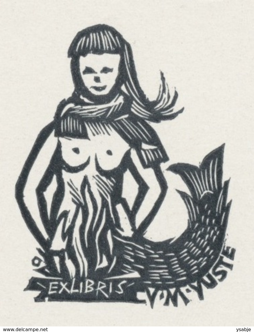 Ex Libris V. Martinez Yuste - Herbert Ott (1915-1987) - Zeemeermin Mermaid - Ex Libris