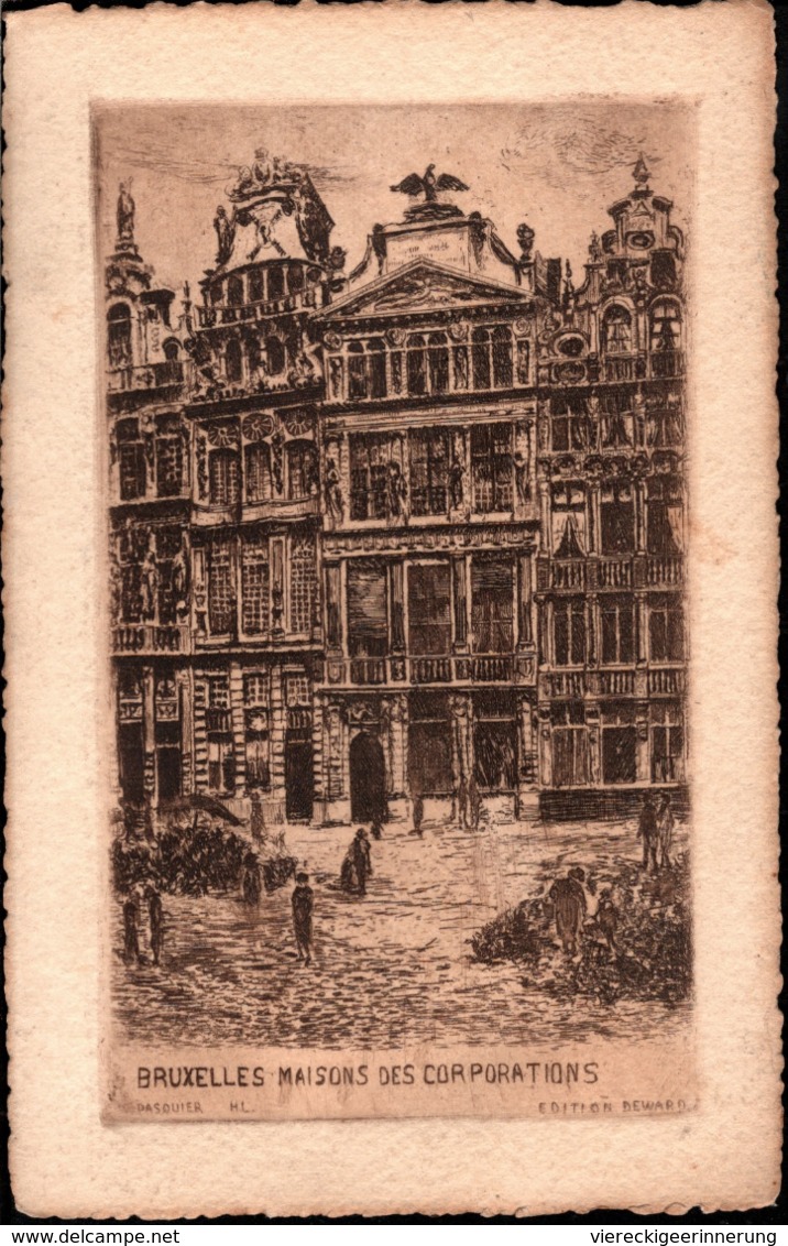 ! Alte Ansichtskarte Auf Büttenpapier Brüssel. Bruxelles, Brussels, Maison Des Corporations - Autres & Non Classés