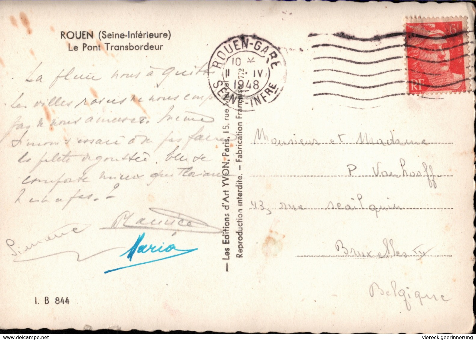 ! [76] Carte Postale, Rouen, 1948, Le Pont Transbordeur, Schwebefähre, Hafen, Harbour, Chemin De Fer - Rouen