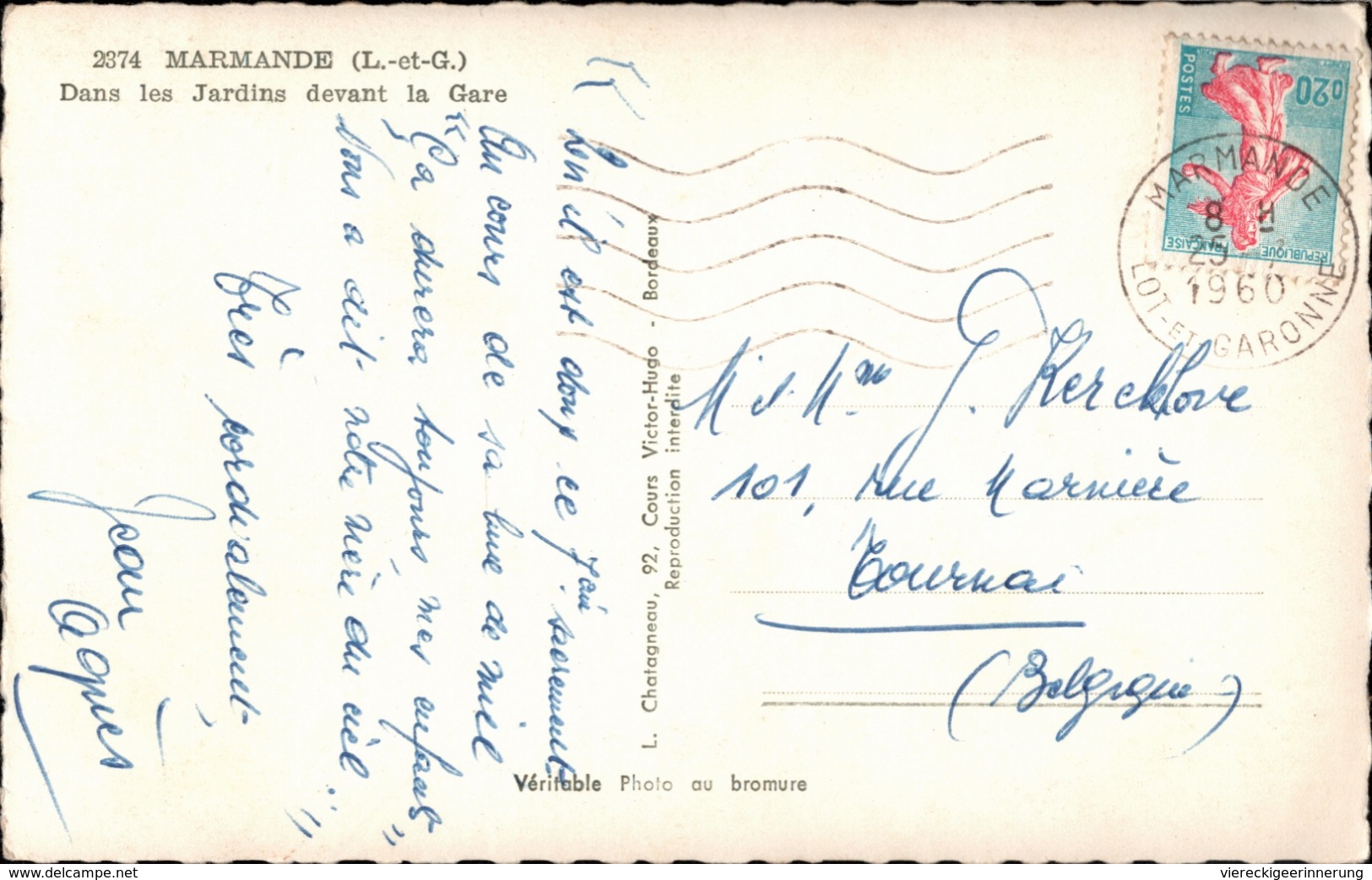 ! [47]  Carte Postale, Marmande, La Gare, Bahnhof, 1960 - Marmande