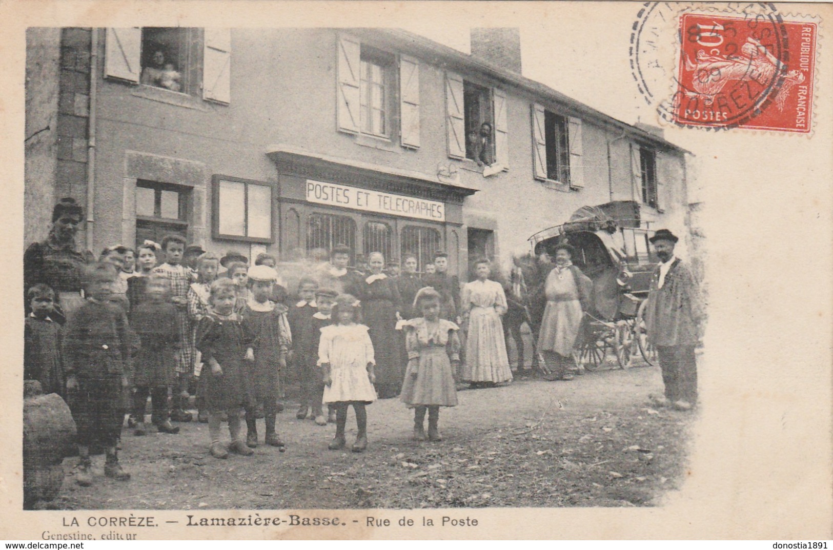 19 ( Corrèze ) LAMAZIERE-BASSE - Rue De La Poste  - Timbrée 1909 - Autres & Non Classés