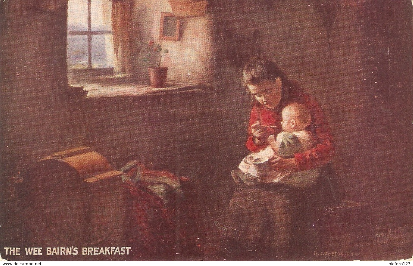 "H.G.Dobson. The Wee Bairns Breakfast" Tuck Oilette Scottish Life And Character Ser. PC # 9995 - Tuck, Raphael