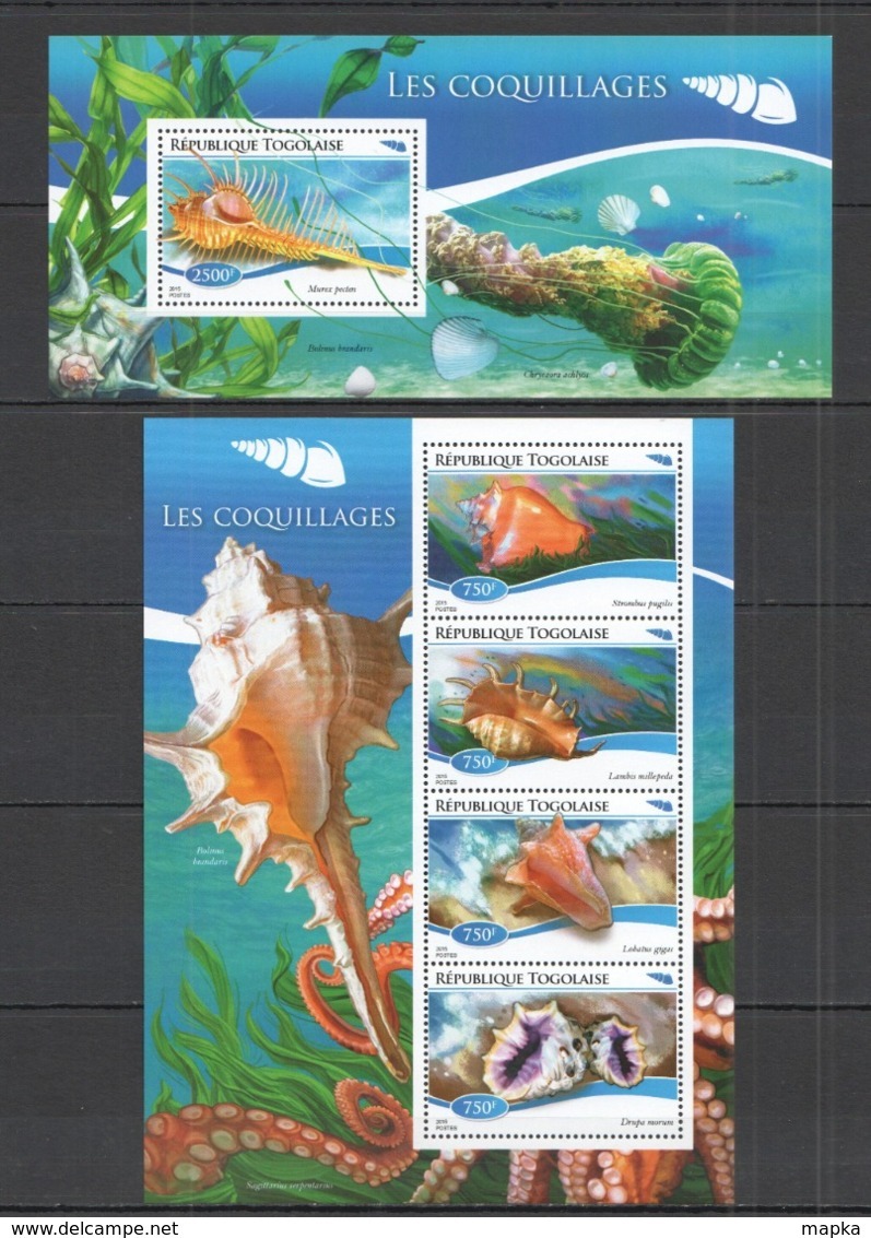 TG159 2015 TOGO TOGOLAISE FAUNA MARINE LIFE SEASHELLS COQUILLAGES KB+BL MNH - Coquillages