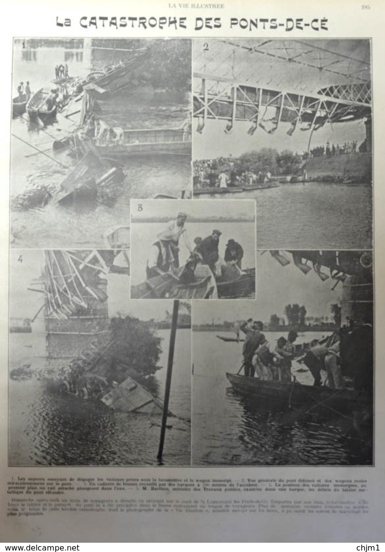 La Catastrophe Des Ponts-de-Cé - Un Train De Voyageurs à Déraillé Sur Le Pont De La Loire - Page Originale - 1907 - Documents Historiques