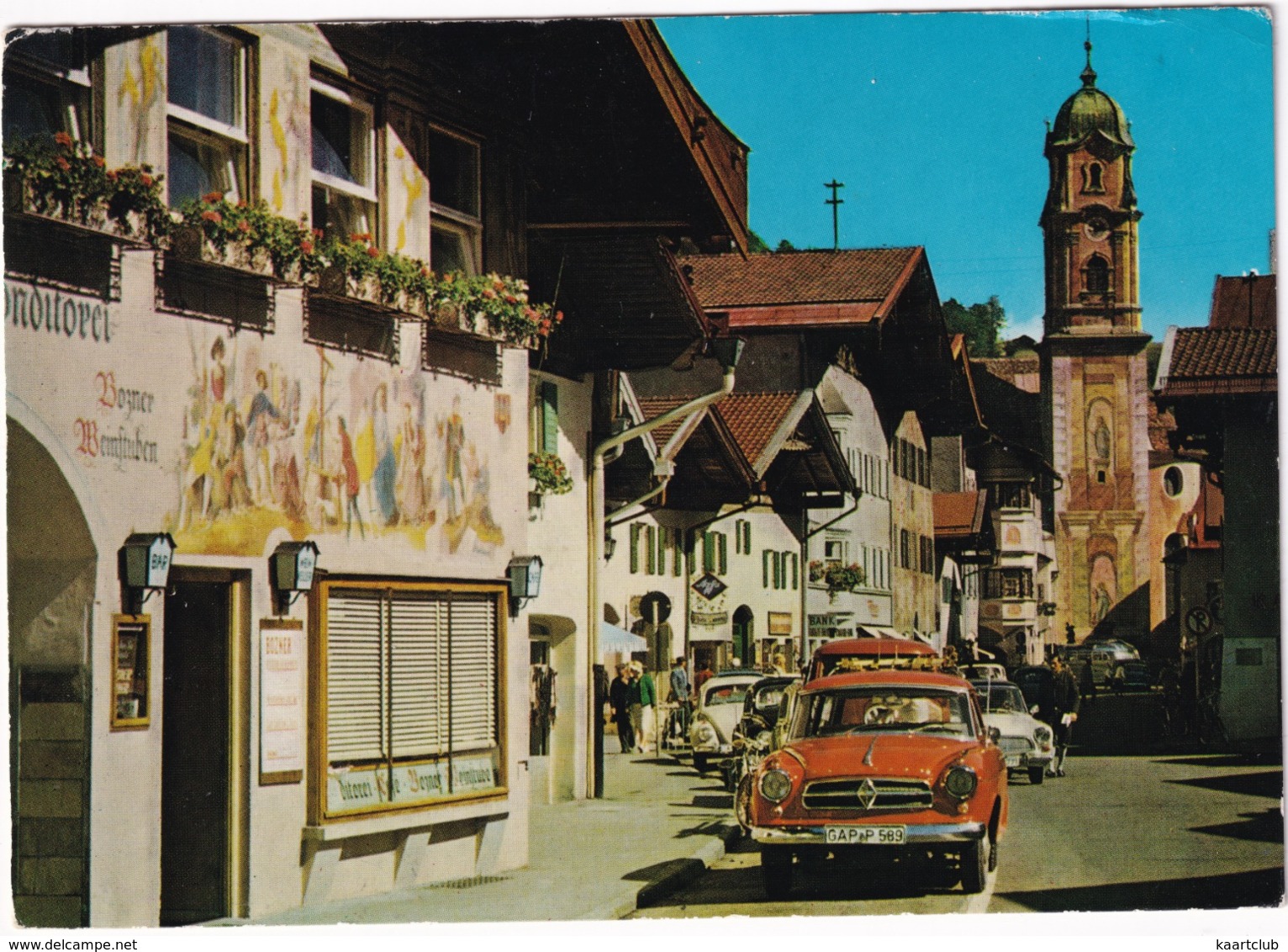 Mittenwald: BORGWARD ISABELLA TS, VW T1-BUS, 1200 KÄFER/COX, FORD TAUNUS 12M P4 - Obermarkt - PKW