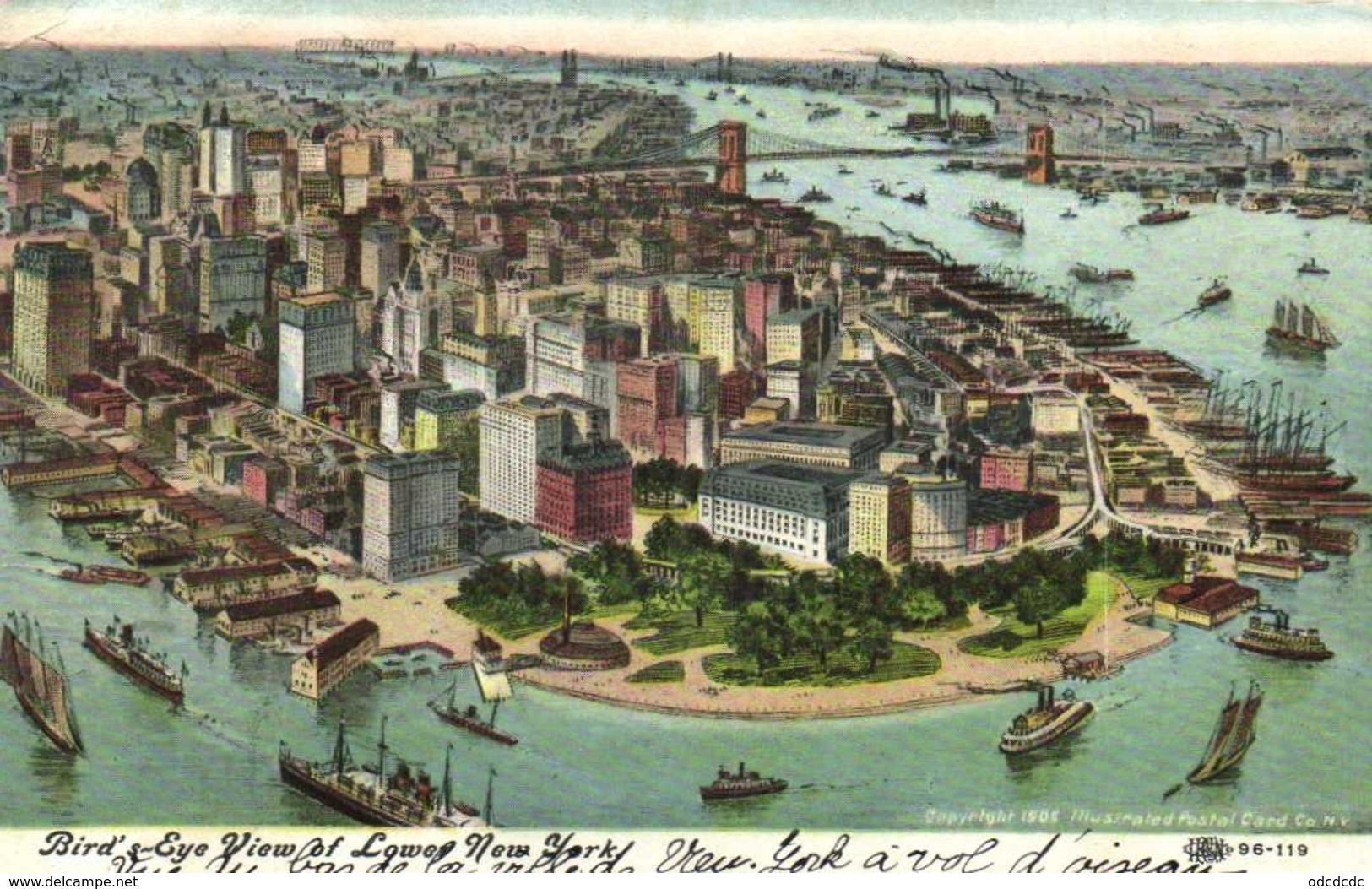 Bird" Eye View Of Lowe Neew York Colorisée RV Beau Timbre TWO CENTS - Autres & Non Classés