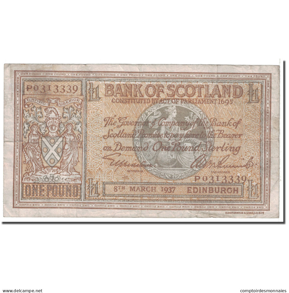 Billet, Scotland, 1 Pound, 1937, 1937-03-08, KM:91a, TB - 1 Pound