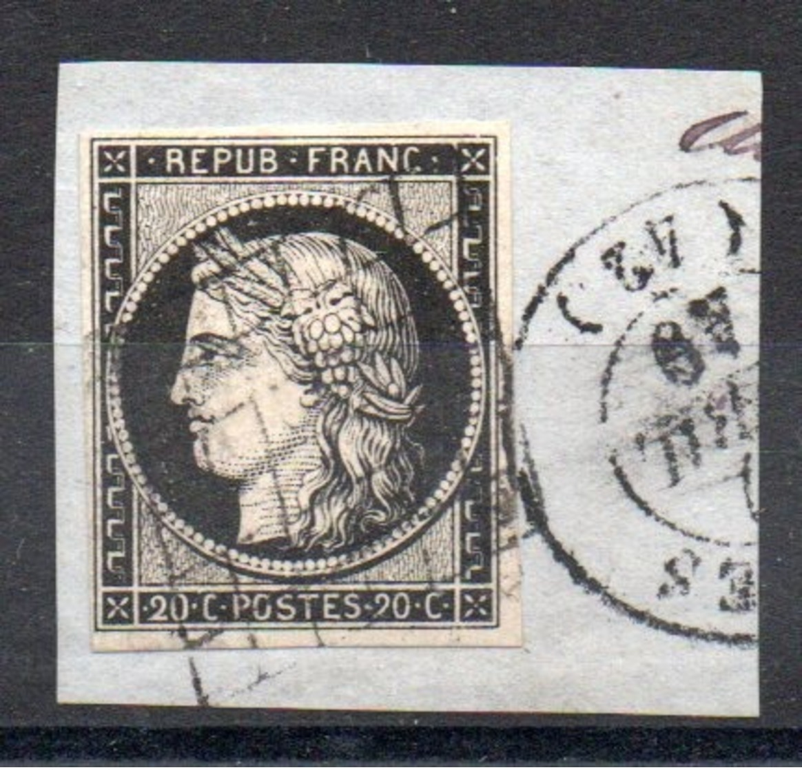 YT N° 3 Sur Fragment - Cote: 65,00 € - 1849-1850 Ceres