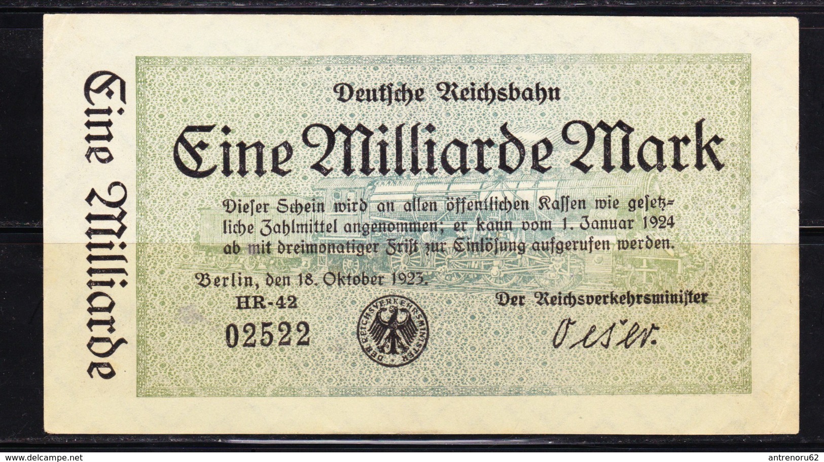 BANKNOTES-GERMANY-1.000.000.000-MARK-SEE-SCAN-CIRCULATED - 1 Milliarde Mark