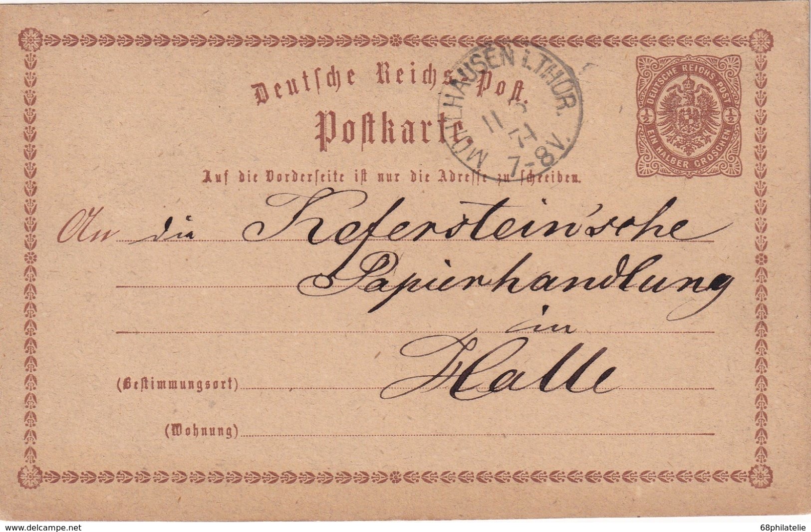 ALLEMAGNE 1874   ENTIER POSTAL/GANZSACHE/POSTAL STATIONERY  CARTE DE MÜHLHAUSEN - Briefe U. Dokumente