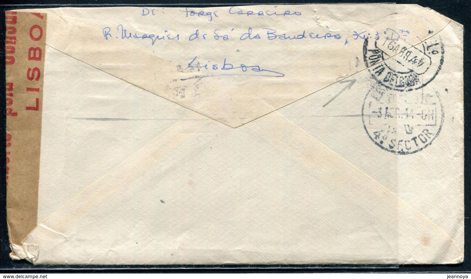 PORTUGAL - LETTRE AVEC TP OTÉE, O.M. DE LISBOA LE 3/4/1944 POUR LES ACORES AVEC CENSURE - TB - Marcophilie