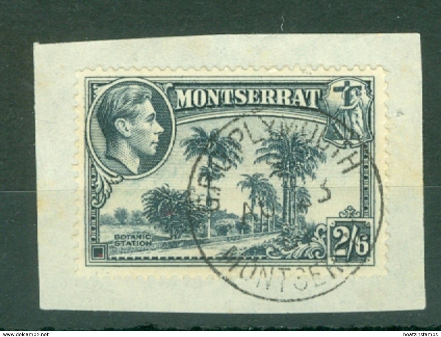 Montserrat: 1938/48   KGVI   SG109a    2/6d  [Perf: 14]    Used On Piece - Montserrat