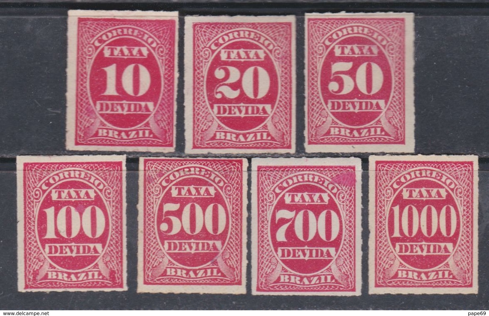 Brésil Timbres-Taxe  N° 31 / 4 + 7 / 9 X Partie De Série Les 7 Valeurs Neuf Trace De Charnière Sinon TB - Oficiales