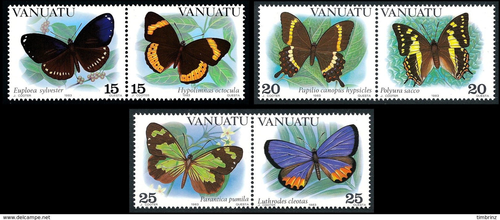 VANUATU 1983 - Yv. 666 à 671 ** TB  Cote= 7,25 EUR - Papillons (6 Val.)  ..Réf.AFA23287 - Vanuatu (1980-...)