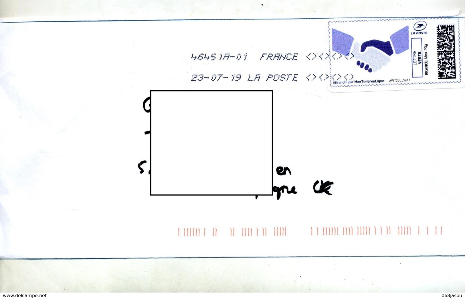 Lettre Flamme Sur Timbre En Ligne Main - Oblitérations Mécaniques (flammes)