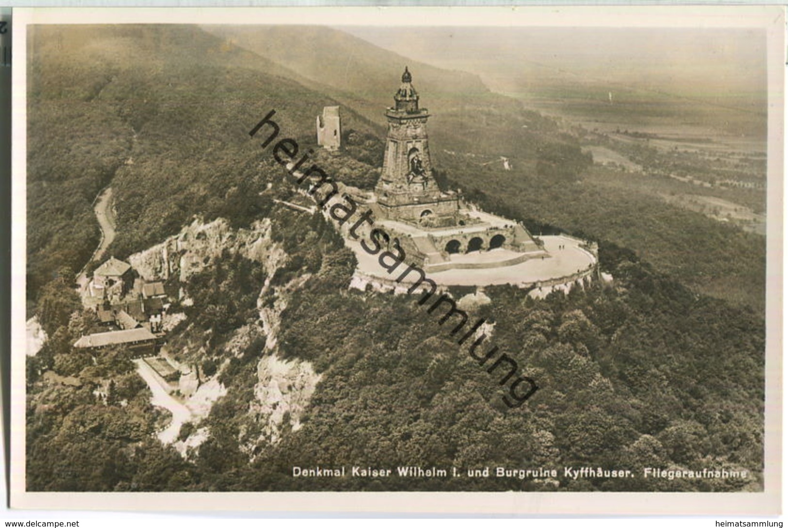 Denkmal Kaiser Wilhelm I Und Burgruine Kyffhäuser - Luftaufnahme - Foto-Ansichtskarte 30er Jahre - Kyffhäuser