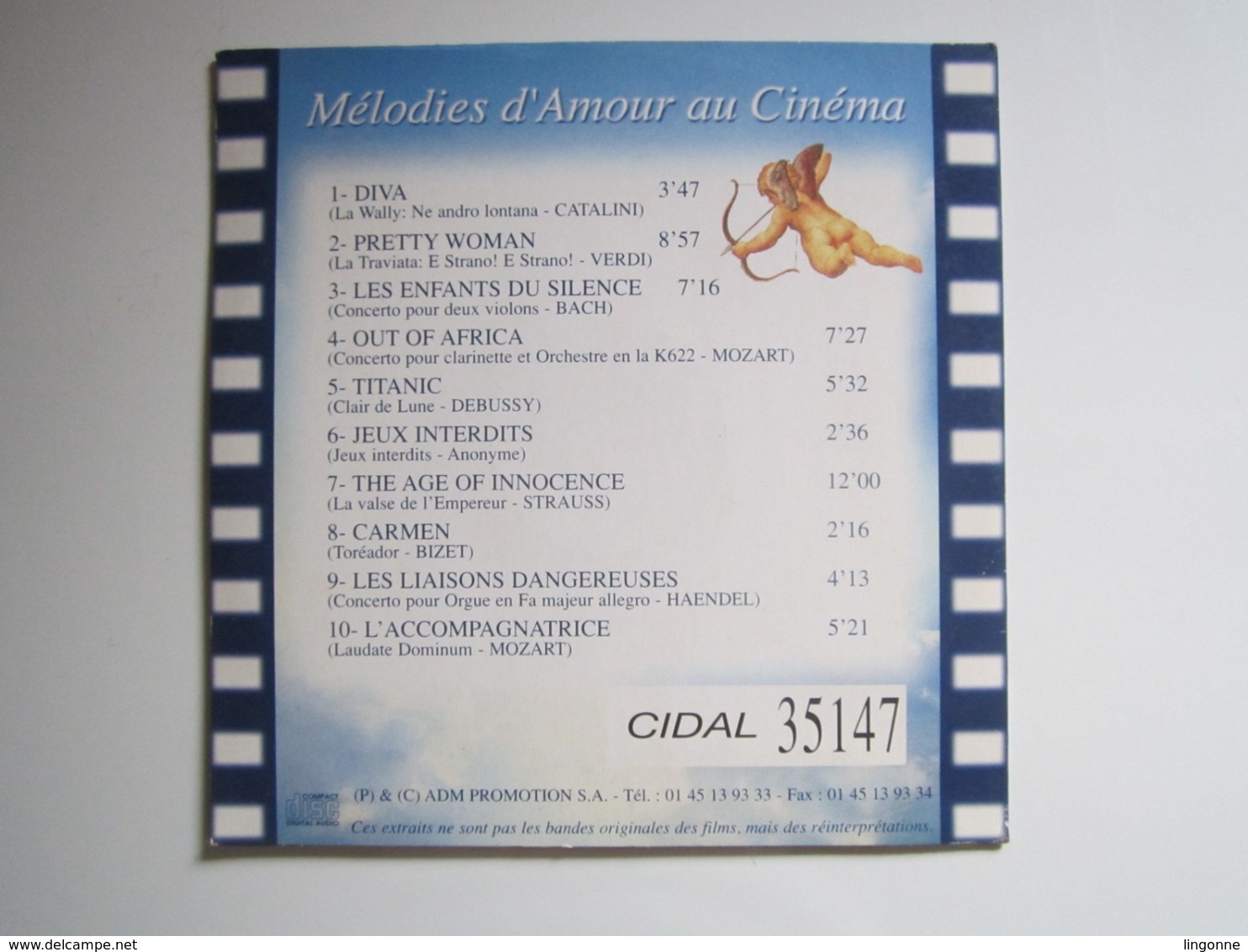 CD - MÉLODIES D'AMOUR AU CINÉMA - 10 Titres - Soundtracks, Film Music