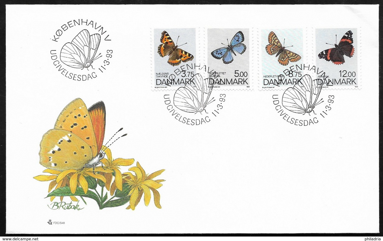 Danmark, Butterflies, 1993, FDC - Storia Postale