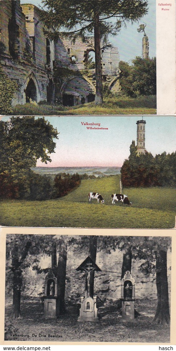 2850	79	Valkenburg, De Drie Beeldjes – Wilhelminatoren 1923 – Ruïne (3 Kaarten) - Valkenburg