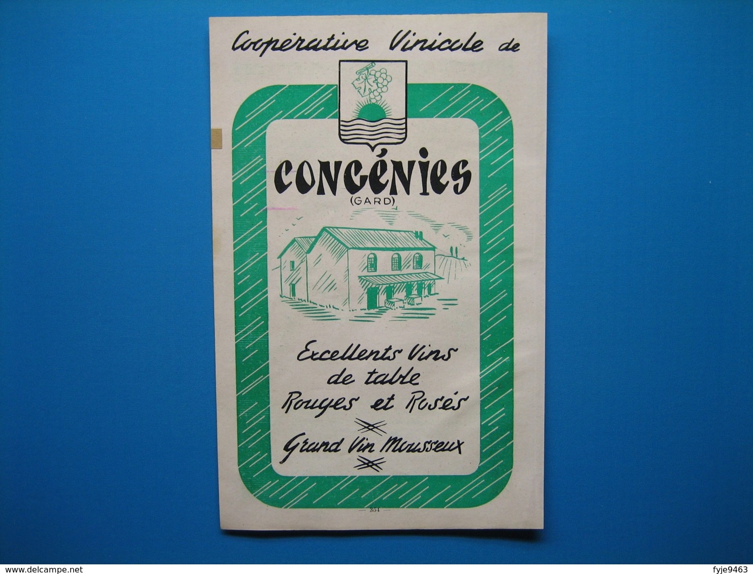 (1947) Coopérative Vinicole De CONGÉNIES (Gard) -- La Carte Des Caves Coopératives Du Gard - Publicidad