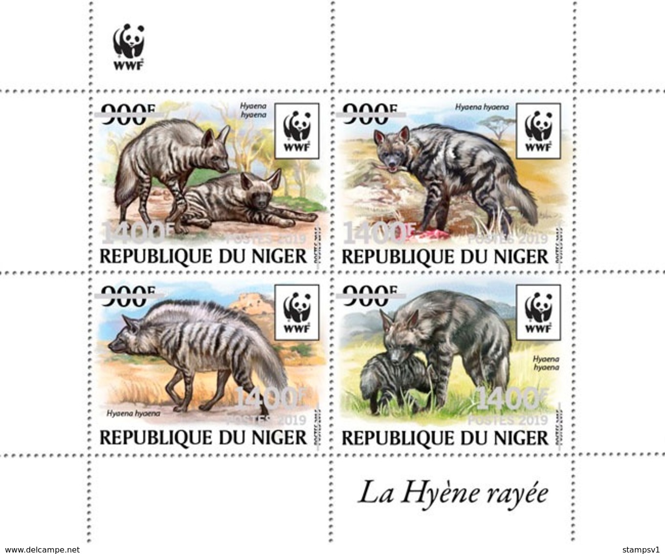 Niger. 2019 WWF Overprint (Hyaena Hyaena In Silver Hologram Foil). (0424a1)  OFFICIAL ISSUE - Nuovi