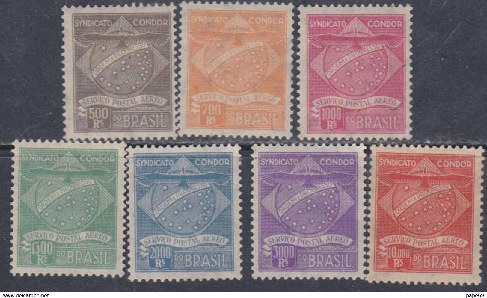 Brésil Timbres Des Compagnies Privées : Cie Condor N° 1 / 7 X , Les 7 Valeurs  Trace De Charnière Sinon TB - Telegraph