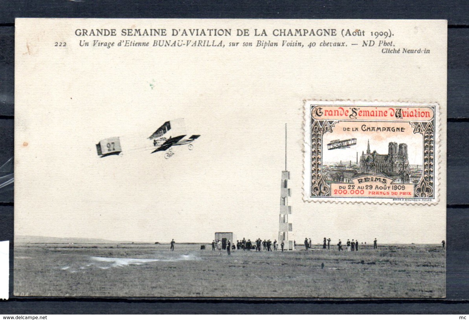 Grande Semaine D'aviation De La Champagne - Aout 1909 - Etienne Bunau - Varilla - + Vignette - Riunioni