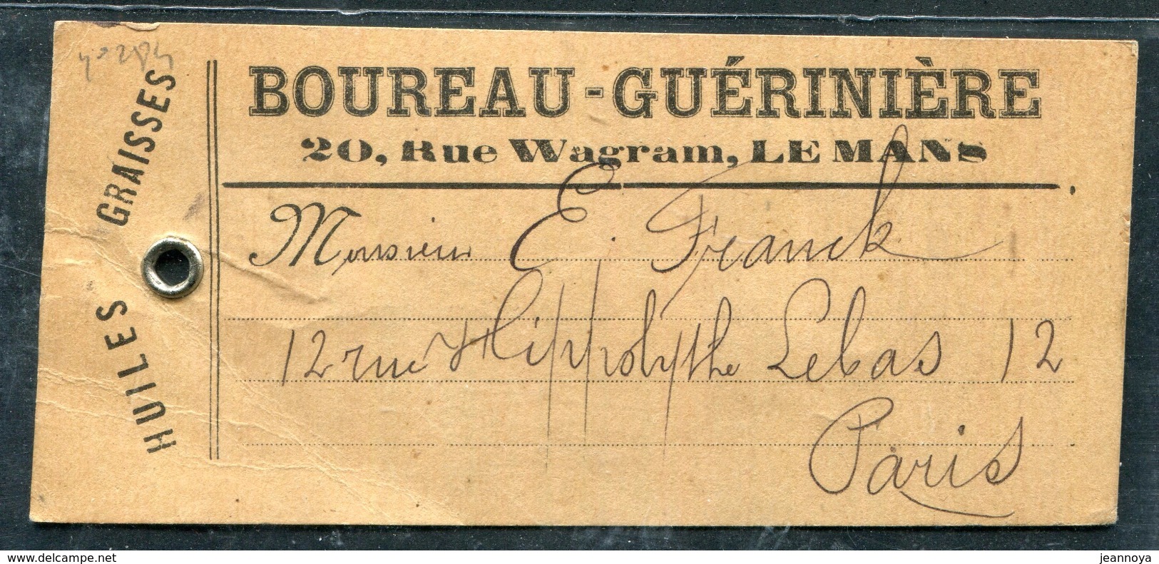 FRANCE - N° 111 + 130 / ETIQUETTE DE COLIS DU MANS LE 2/5/1905 POUR PARIS - TB - 1900-29 Blanc