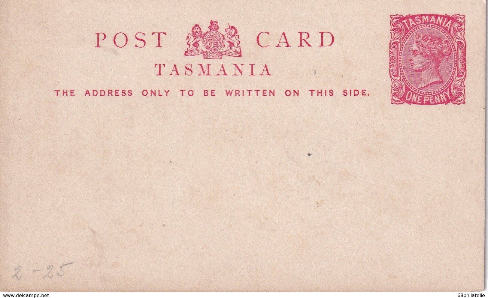 TASMANIE  ENTIER POSTAL/GANZSACHE/POSTAL STATIONERY  CARTE - Storia Postale