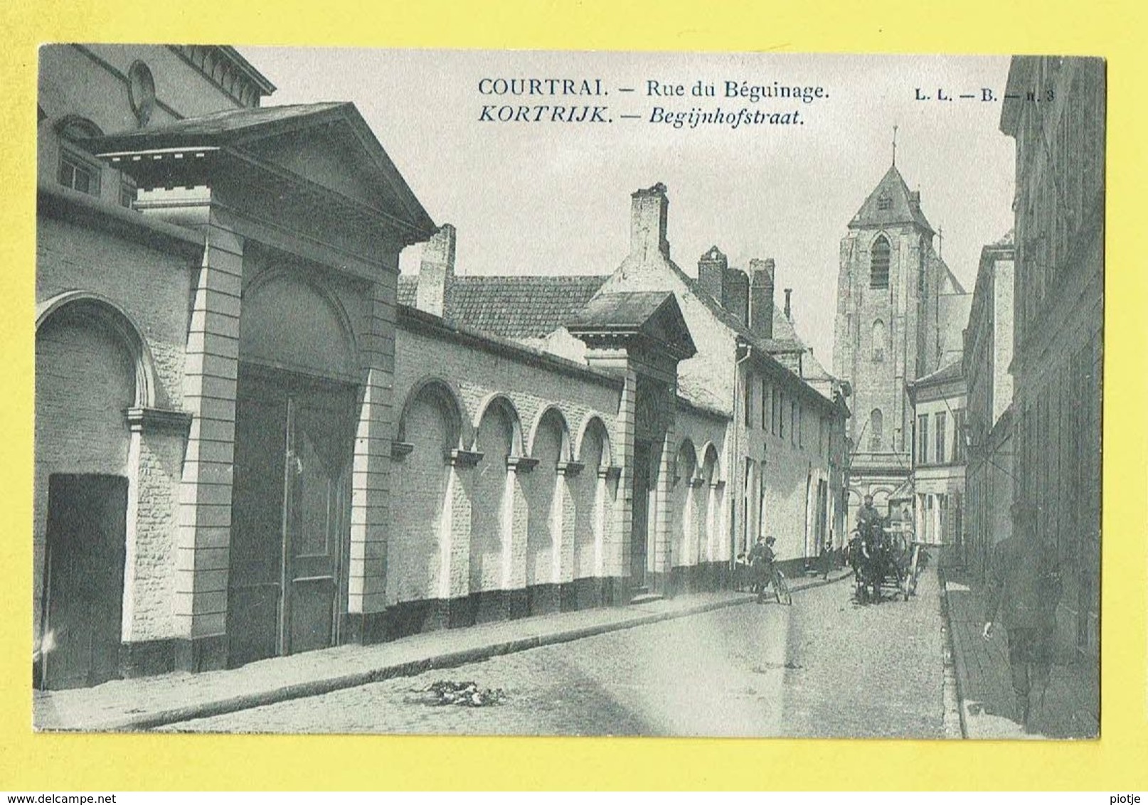 * Kortrijk - Courtrai (West Vlaanderen) * (LL - B, Nr 3) Rue Du Béguinage, Begijnhof Straat, Animée, église, Kerk, TOP - Kortrijk