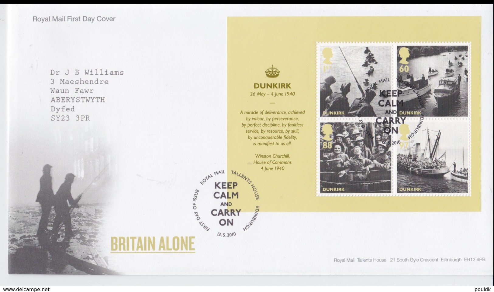 Great Brtain FDC 2010 Dunkirk Souvenir Sheet (NB**L75-6B) - Militaria