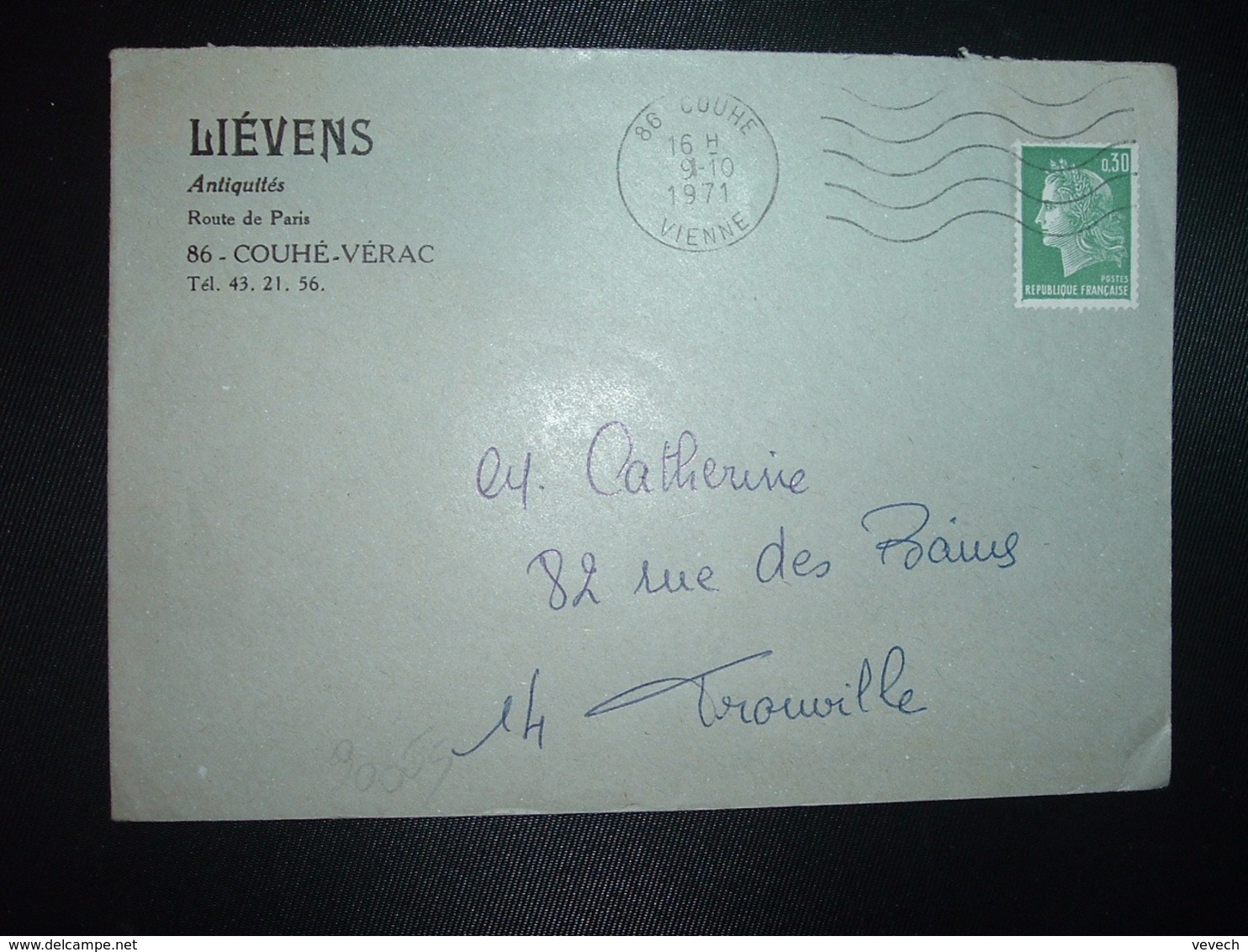 LETTRE TP M. DE CHEFFER 0,30 OBL.MEC.9-10 1971 86 COUHE VIENNE + LIEVENS Antiquités - Altri & Non Classificati