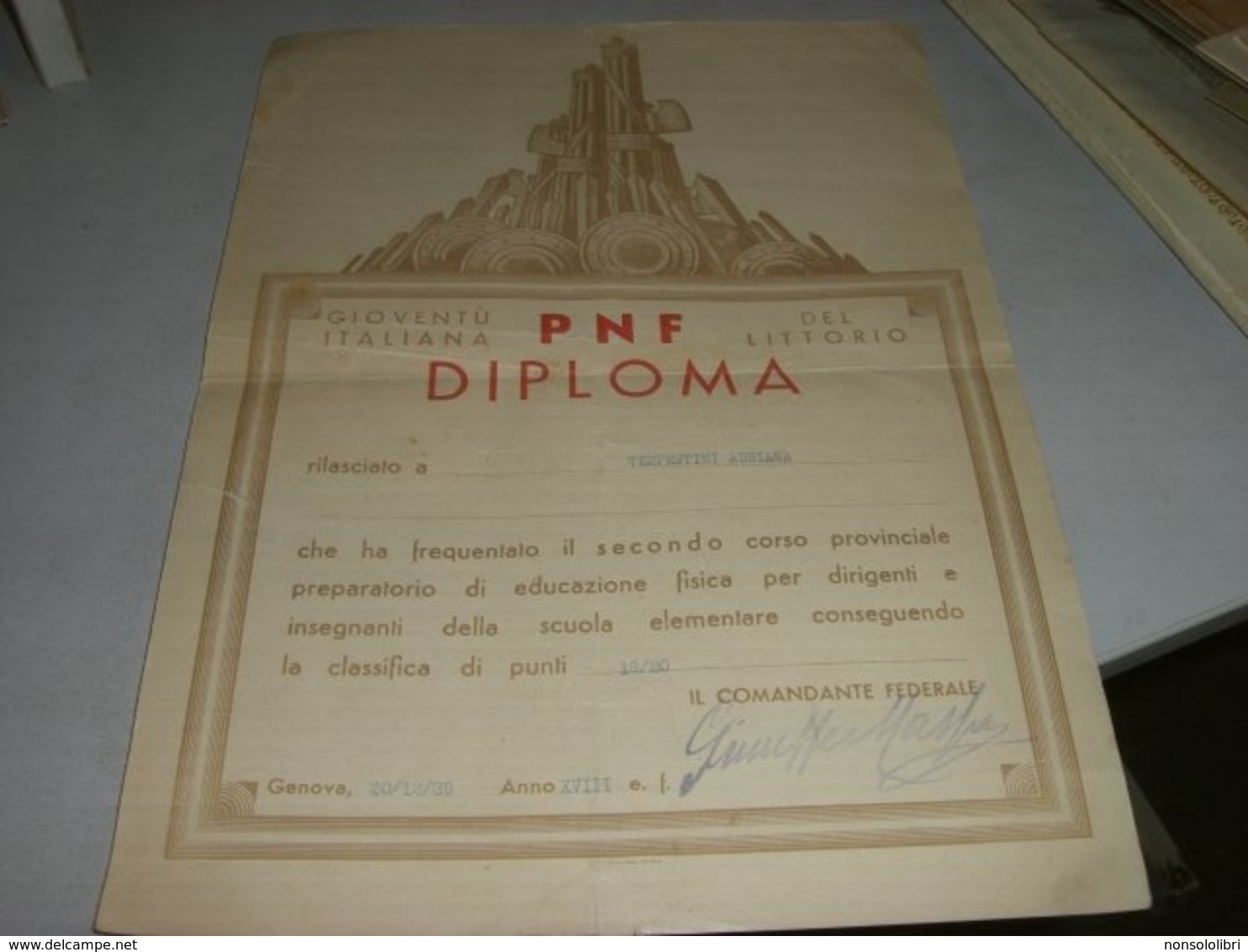 DIPLOMA GIOVENTU' ITALIANA DEL LITTORIO 1939 - Diplomi E Pagelle