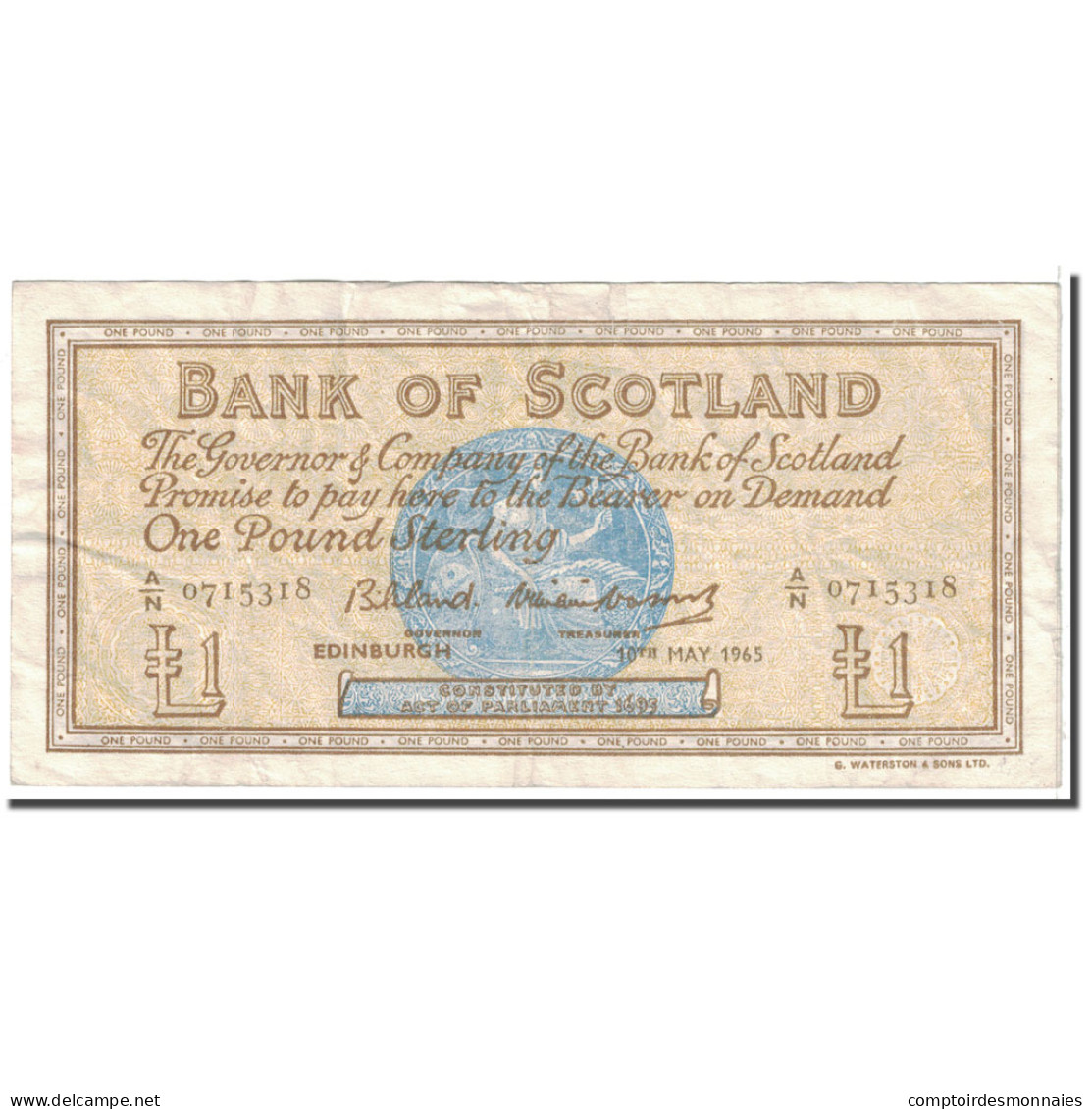 Billet, Scotland, 1 Pound, 1965, 1965-05-01, KM:102b, TTB - 1 Pound