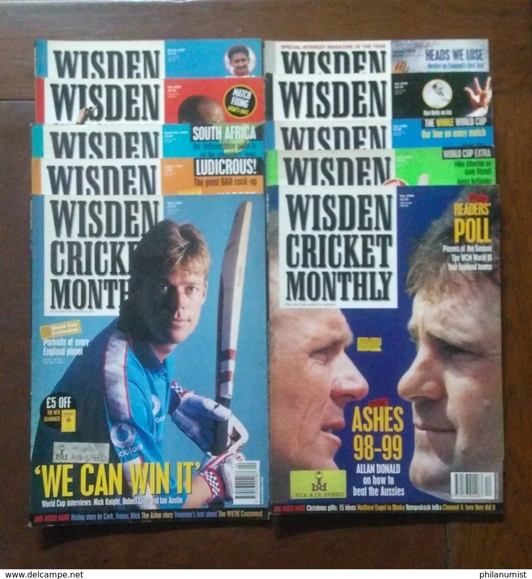 10 WISDEN CRICKET MONTHLY MAGAZINE 1998-2000 BACK ISSUES LOOK !! - 1950-Hoy