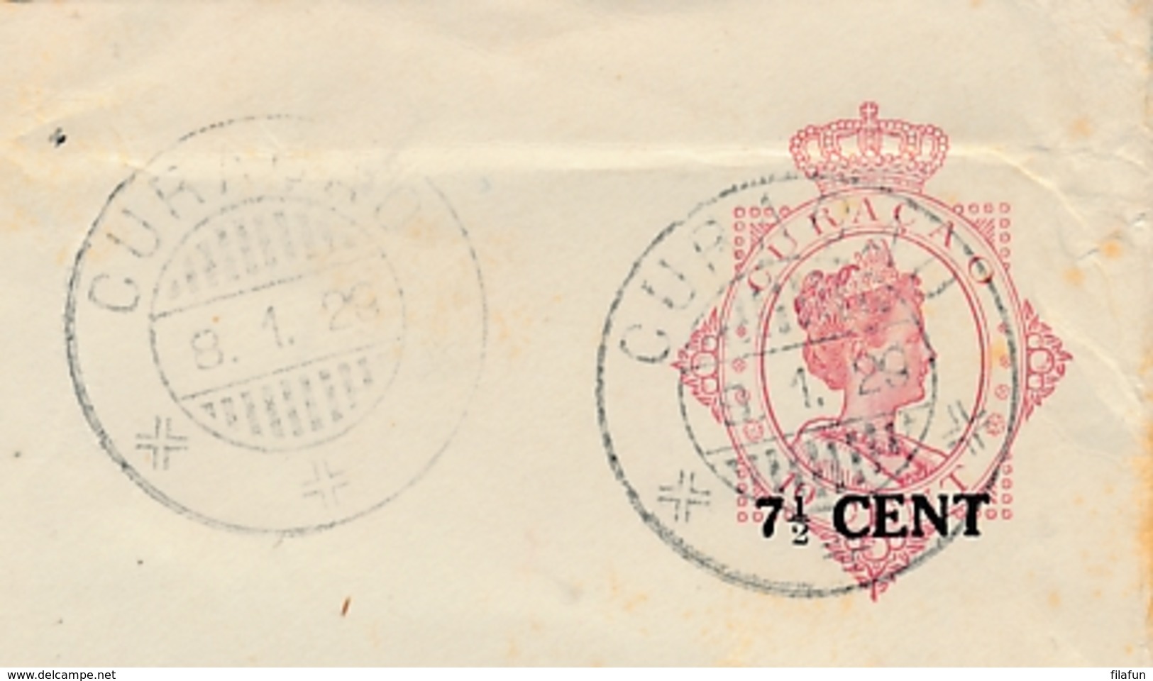 Curacao - 1929 - 7,5 Cent Op 10 Cent Wilhelmina In Ovaal, Envelop G23 Van KB Curacao Naar Den Haag / Nederland - Curacao, Netherlands Antilles, Aruba