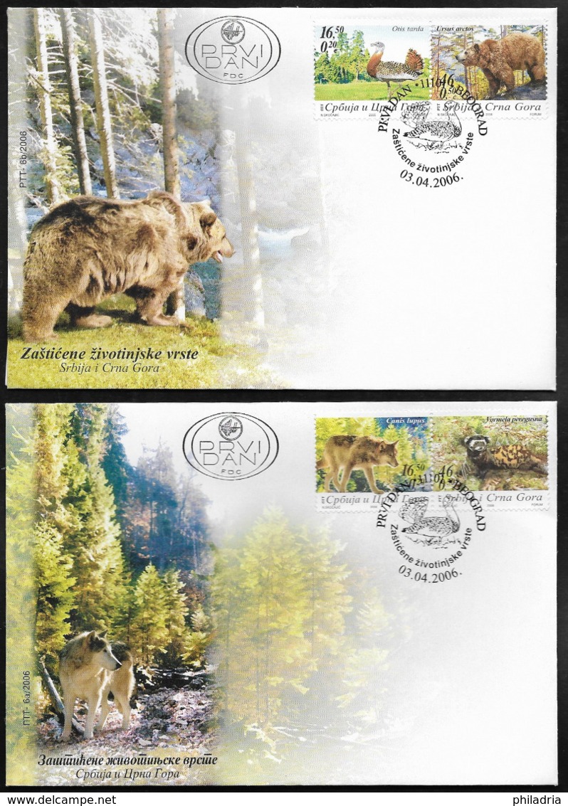 Yugoslavia, Fauna, Protected Animal Species, 2006, FDC - Altri & Non Classificati