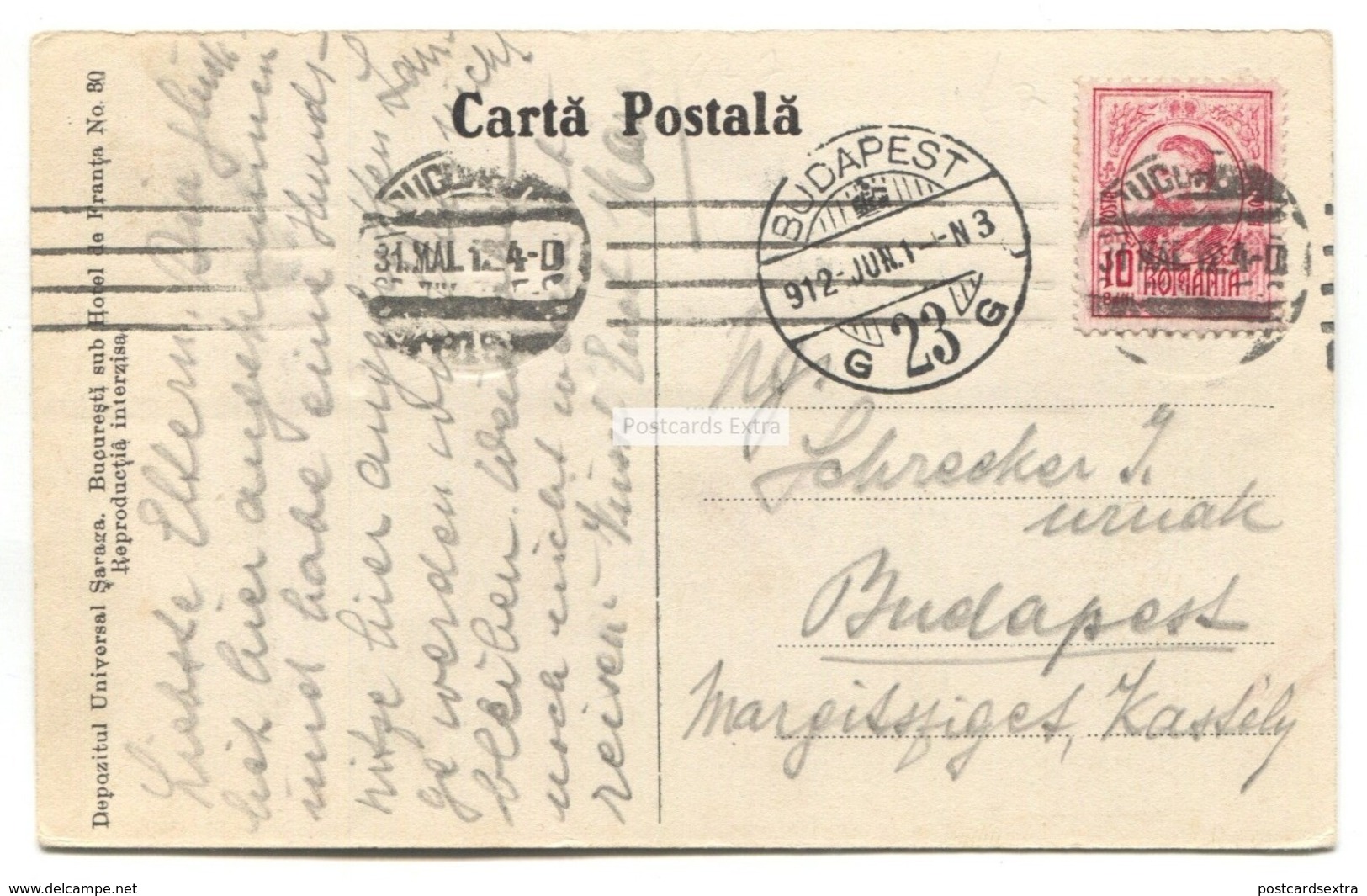 Bucuresti, Bucharest - Camera Deputatilor, Parliament - 1912 Used Romania Postcard - Romania