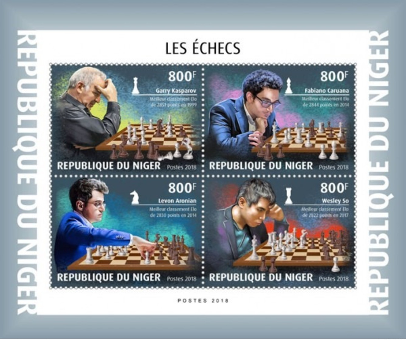 NIGER REP - 2018 - Chess - Perf 4v Sheet - M N H - Níger (1960-...)