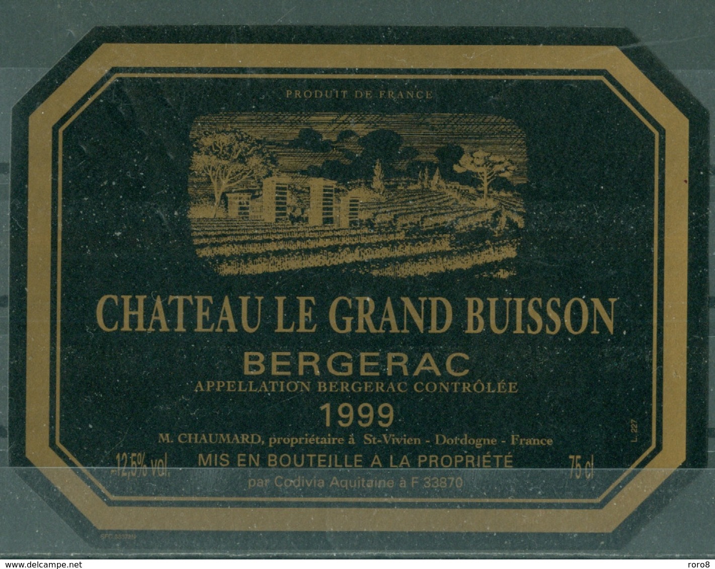 BERGERAC - CHATEAU LE GRAND BUISSON - 1999 APPELLATION BERGERAC CONTROLEE (Etiquette Neuve)  12,5 % Vol.   75 Cl - Bergerac